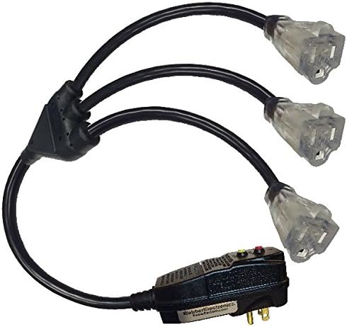 CW43543 Webber UltraXtreme Blue SJEOW GFCI Safety Extension Cable GFCI Plug 15 AMP with Illuminated “Triton” Triple Receptacles