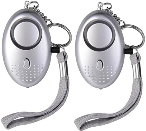 Personal Security Alarm Keychain, Domi Smart Personal Protection Emergency Safe Sound Alarm with Torch for Seniors, Kids, Women (Pack of 2) (Silver)