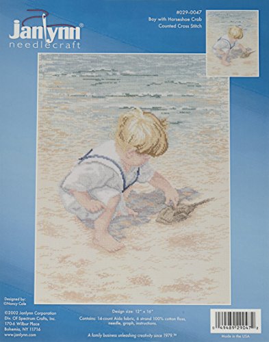 Janlynn Counted Cross Stitch Kit, Boy with Horseshoe Crab