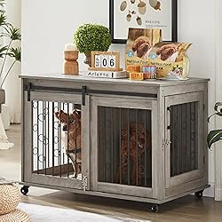 IchbinGo Dog Crate Furniture with Sliding Barn