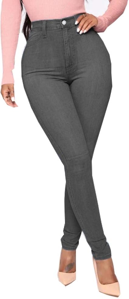 Jean Femme Taille Haute élastique - Coupe Droite Vintage Délavé - Effet Push-up - Tailles S à 5XL - Pantalon Décontracté