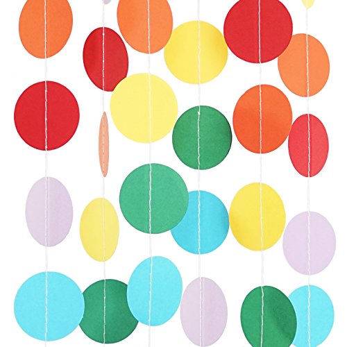 Chloe Elizabeth Circle Dots Paper Party Garland Streamer Backdrop (10 Feet Long) - Circus Rainbow - //coolthings.us