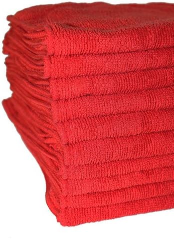 American Terry Mills MF16X16-48-R Premium Professional Grade Cleaning Cloth Set, Micro Fiber Towels, Scratch free/Lint Free, Highly Absorbent, 16" L, 300 GSM, Red, 48 Piece