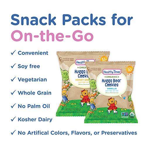 Healthy Times Organic Hugga Bear Snack Pack Cookies for Kids, Vanilla & Honey Graham Variety Pack | For Toddlers, 12 Months and Older | 1 Oz. Bag, 24 Count - Thumbnail 4