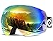 Odoland Large Spherical Frameless Ski Goggles for Men and Women, S2 OTG Double Lens Goggles for Skiing, Snowboarding, Snowmobile, UV400 Protection and Anti-fogging - VLT 18% Red