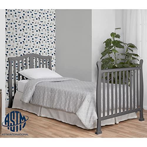 Dream On Me Addison 4in1 Convertible Mini Crib in Steel Grey