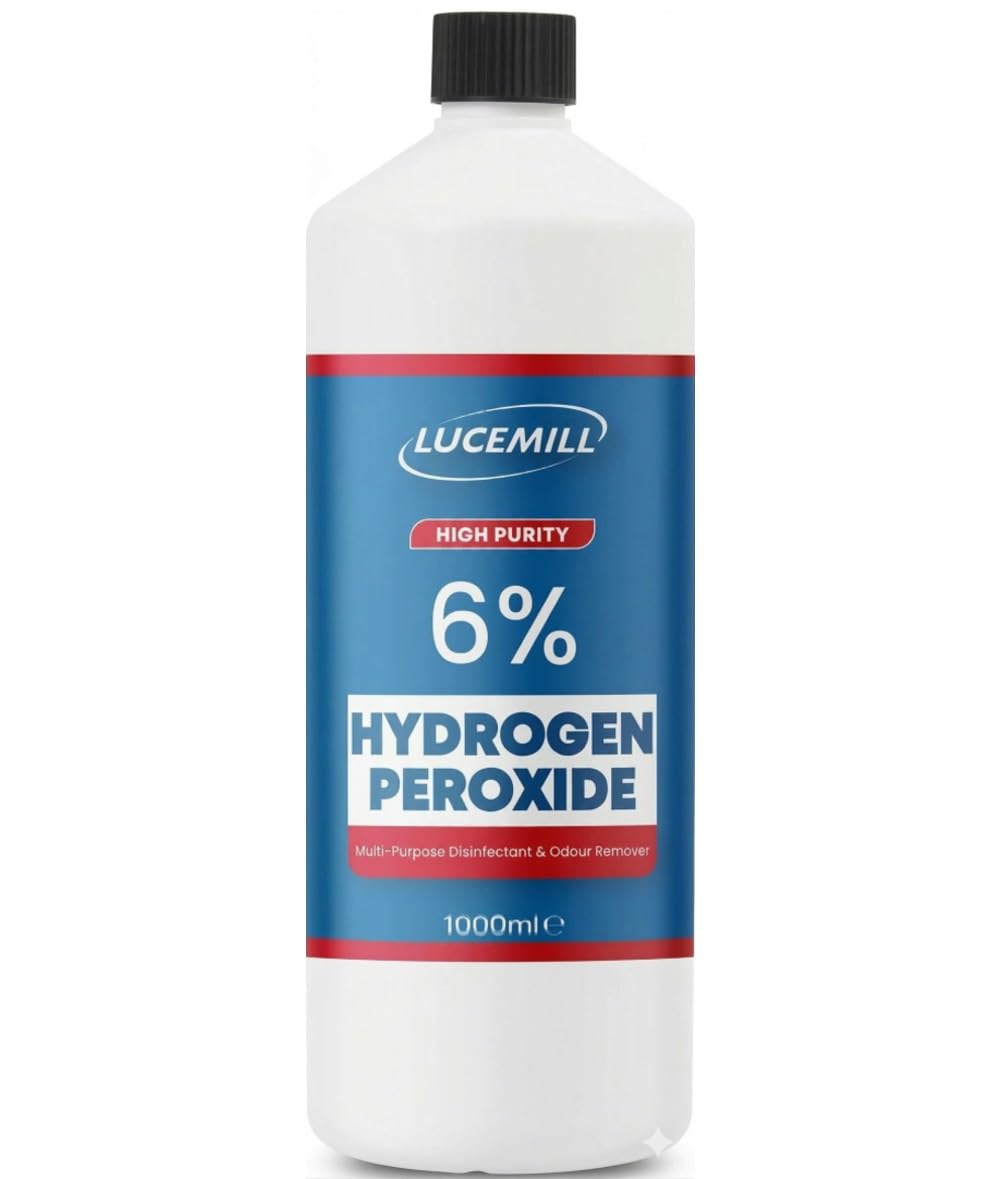 Lucemill Hydrogen Peroxide 6% Food Grade I 1 Litre I Liquid Hydrogen Peroxide Food Grade I Unstabilised I Eco Friendly I Additive Free