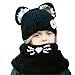 Jenny Shop Winter Kids Warm Fox Animal Hats Knitted Coif Hood Scarf Beanies for Autumn Winter, Black