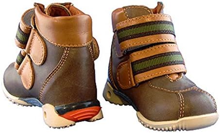 Brown European Genuine Leather Kids Shoes with Dual Hook-and-Loop Velcro closure (10 toddler)