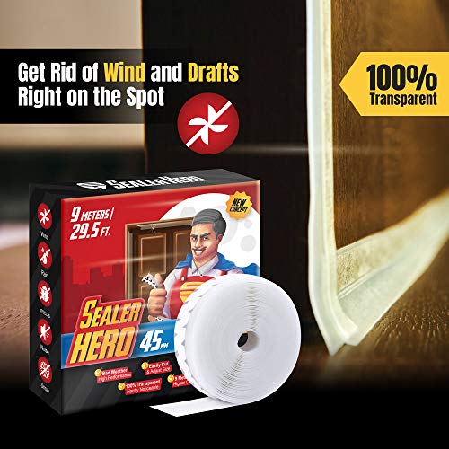 Sealer Hero Door Seal Strip 45mm Width 9m (29.5 Ft) Silicone