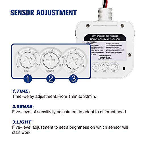 ECOELER Ceiling Occupancy Motion Sensor Switch, High Bay Fixture Mount