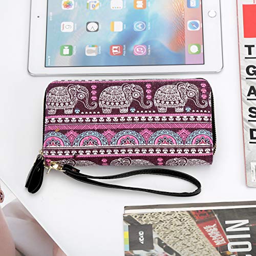 Bohemian-Purse-Wallet-Canvas-Elephant-Pattern-Handbag-with-Coin-Pocket-and-Strap