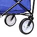 FIXKIT Collapsible Outdoor Utility Wagon, Folding Sturdy Garden Shopping Cart for Beach with All-Terrain Wheels, Blue