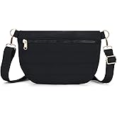 Oweisong Puffer Crossbody Bags for Women Small Puffy Fanny Packs Quilted Shoulder Handbag Bum Belt Bag Sling Purse
