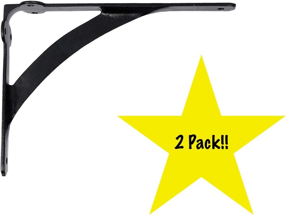 Classic Handmade Shelf Bracket, Black Powder Coat Finish, Set of 2