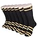 ZOM Long Daily Best Dress Socks for Men, Women, 7 Pr Pk, Cotton, No-Lose, Black M-01