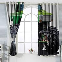 hengshu Cars Room Darkening Curtains for Bedroom Giant Monster Pickup Truck with Large Tires and Suspension Extreme Biggest Wheel Print Pattern Curtains Long W52 x L63 Inch Green Grey