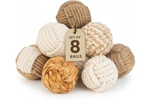 ROORKEE INSTRUMENTS (INDIA) A NAUTICAL REPRODUCTION HOUSE Nautical Rope Balls Decorative – 2 Inch – Set of 8 – Handmade from Jute and Cotton – for Farmhouse Bowl Fillers, Rustic Home Accents, or Table Decor – Perfect for Coastal Styling