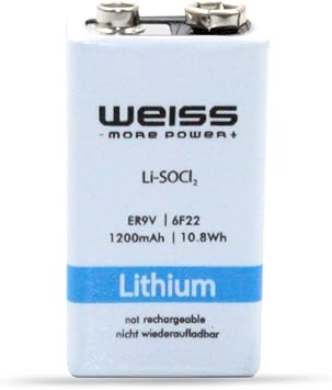 bloque de 9 V batería de litio (, Li-SOCl2) 6LR61 MN1604 para detectores de humo 1200 mAh – 8 años de vida útil de Weiss – MORE POWER de: Amazon.es: Electrónica