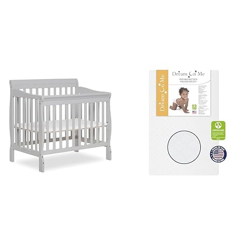 Dream On Me Aden 4-in-1 Convertible Mini Crib in Grey, Greenguard