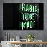 Framed Canvas Wall Art Illuminated Words 3D Industrial Inspirational Multicolor Neon Pop Art Quotes Typography Urban - 16x24 inches