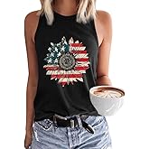 PUCKOLITY American Flag Patriotic Tank Tops for Women 4th of July Shirt USA Flag Stars Stripes Graphic Tank Tops Summer Tee