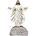 Jesus on Rock Statue with Inscribed Bible Verse From Matthew 11:28 for Decorative Christian Home Decor Sculptures As Spiritual Table Decorations Or Divine Religious Gifts for Easter and Christmas