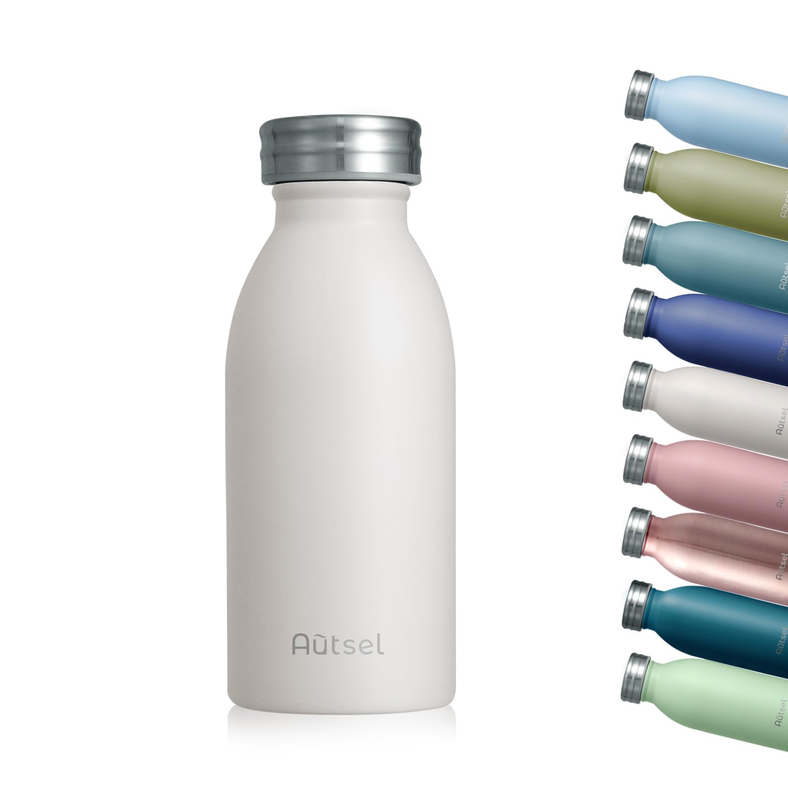 Autsel Stainless Steel Water Bottle 350ml Double Walled Vacuum Insulated Metal Water Bottle Leakproof Sports Flask Bottle BPA Free