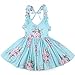 Flofallzique Summer Baby Girls Dress Blue Floral Toddler Outfit Casual Sundress (1, Blue)