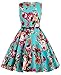 Girl's Knee-Length Floral Round Neck Vintage 50's Summer Ball Dresses 11~12Yrs K250-1