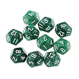 Pack of 10pcs Green Twelve Sided D12 Dice Playing D&D Warhammer RPG Board Game Favours