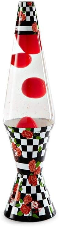 liquido transparente de 17 pulgadas con lampara de lava de cera roja 32 oz de luz de movimiento de rosa a cuadros