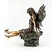 Top Collection Outdoor Aster Fairy Statue with Butterfly on Foot - Hand Painted Decorative Mythical Garden Sculpture in Antique Copper Finish - Collectible 14.5-Inch Long Figurine