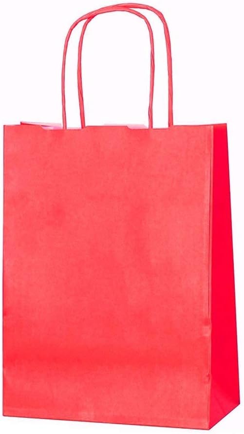 We Can Source It Ltd - Decomposable Luxury Red Paper Bags with Twisted Handles - Extra Small Size Paper Bags - 100% Compostable, Biodegradable and Eco-Friendly - 24 x 18 x 8cm - 20 Pack