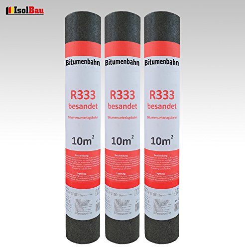 Isolbau Dachpappe R333 besandet - Bitumenbahn mit Rohfilzeinlage zur Dachabdichtung - 30 m² (3 Rollen) – Bild 3