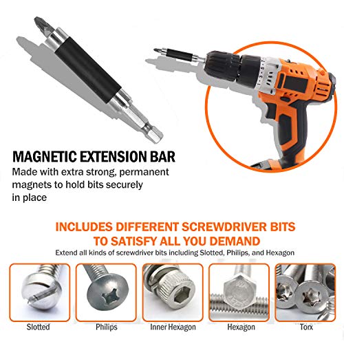 Benox Titanium Metal Drill Bits 1/4" Hex Shank Quick Release Drill Bits Screwdriver Bit Set Extension Holder Quick Change Holder High Torque Screw Driver Bit (32pcs Drill And Screwdriver Bits)