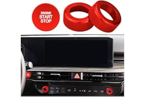 HDUFC for Kia Carnival/Carnival Hybrid/K5/Niro/Sorento/Sportage Interior Package, Push-Button Start, air Conditioning Control knob Cover, 3-Piece Set (red)