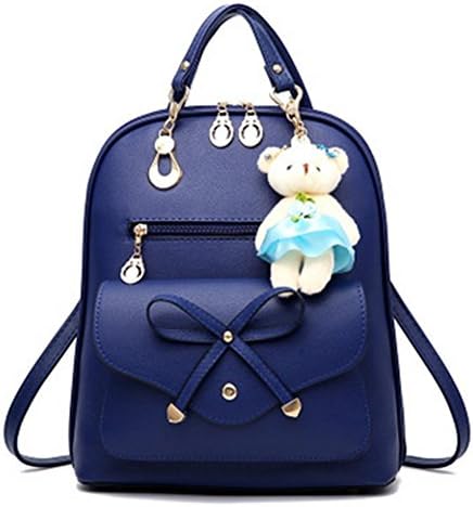 Aksautoparts Women Bear Backpack School Bookbag Fits Laptop Fashion Shoulder Bag Travel bag (Blue)