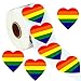 Gay Pride Stickers, TuoFang 500 Love Rainbow Color Ribbon Stickers, 7 Colors Stripes Heart Shaped Roll Tape, 1.6 x 1.6 Inches