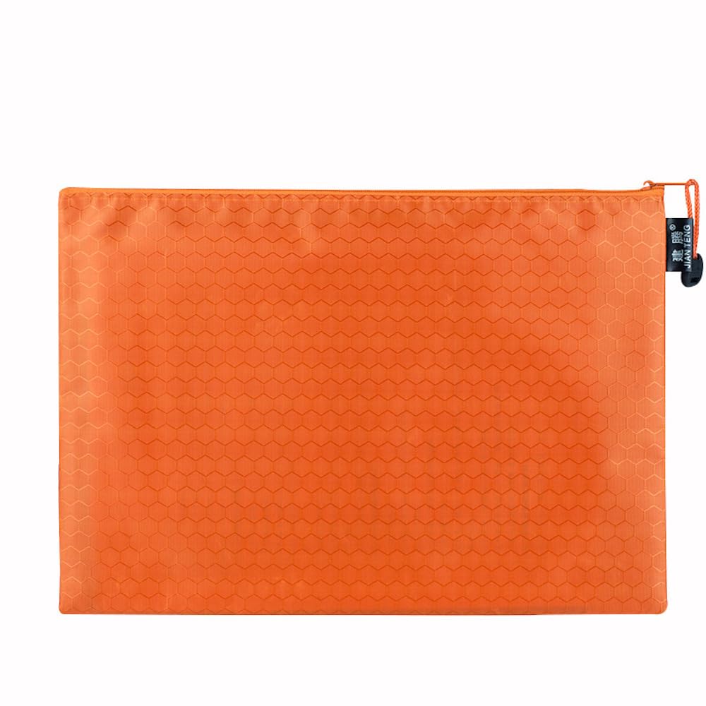 Pack of 3 Document Wallets Waterproof Document Folder with Zip Zip File Pockets for File Paper Documents Cosmetics Homework Travel Utensils, Orange, A5 (24 x 18 cm)