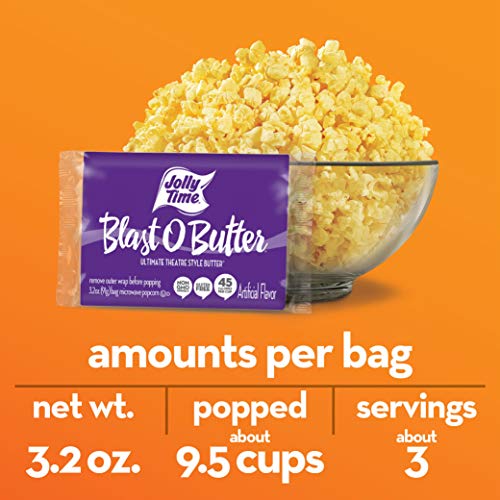 Jolly Time Premium Flavored Microwave Popcorn, Gluten Free, Gourmet Bulk Box, 24 Count (Blast O