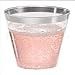 Silver Plastic Clear Cups | 9 oz. 50 Pack | Disposable Party Cups with Silver Rim | Fancy Wedding Tumblers | Elegant Party Supplies & Decorations | Old Fashioned Tumblers [Drinket Collection]