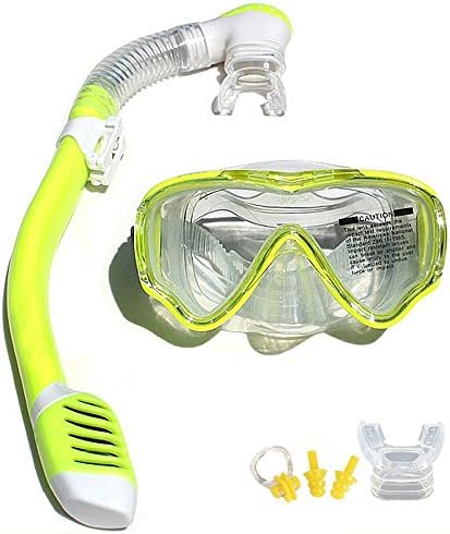 VILISUN Kids Snorkeling Set - Diving Mask and Snorkel, Scuba Anti fog Dive Goggles with Tempered Glass Lenses and Adjustable Head Strap, Dry Snorkel with Soft Silicone Mouth Piece, for Boys and Girls