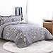 Bedsure Duvet Cover Set King Dark Grey Plum Blossom Pattern Comforter Cover 3 Pieces(104x90 inches) Soft Microfiber
