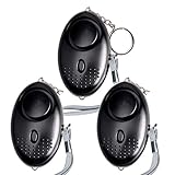 Personal Alarm, 3 Pack Emergency Self-Defense Security Alarms with LED Light, 140DB Safe Sound Personal Alarm Keychain for Elderly Women Kids Night Workers By Peroom, Black