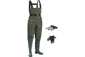 FISHINGSIR Fishing Waders for Men, 2-Ply Nylon/PVC Waterproof Women Chest Wader with Boots, Bootfoot Hunting Waders