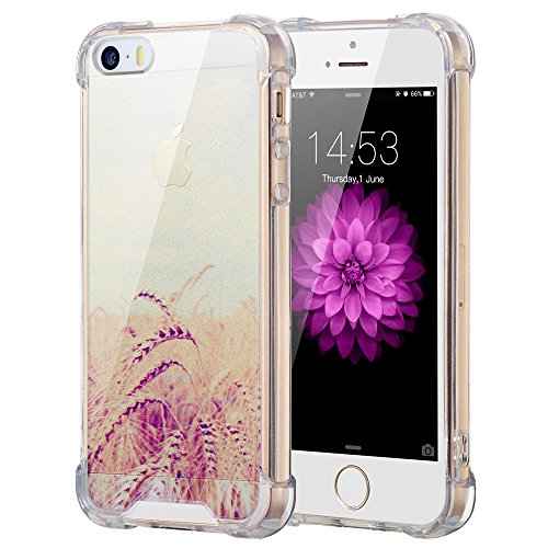 ELZO iPhone 5/5S/SE Case, [Wheat] Clear Shock Absorption Bumper Cover/Sleeve/Shell - Transparent Protective Hard Plastic Back Plate with Soft TPU (Ultra Hybrid/Scratch Resistant/Air Cushion)