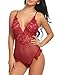 Avidlove Women V Neck Lingerie Teddy One Piece Bodysuit Eyelash Lace Babydoll