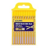 1/8" Titanium Coated Twist Drill Bit Set, High Speed Steel Jobber Length Drill, Split Point, 10PCS (For Wood, Plastic and Metal)