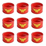 Ecparty Superhero Slap Bracelet for Kids Boys & Girls Birthday Party Supplies Favors (9 pack) (wonderwoman)